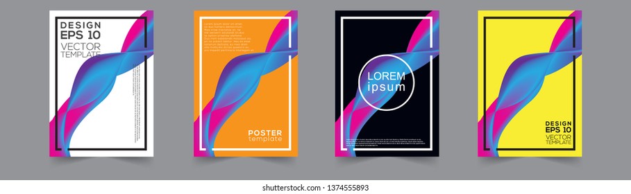 Set of templates with blend liqud colors. Futuristic abstract design.