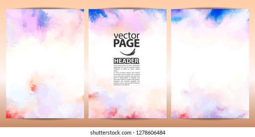 Set of templates brochure, cover and sheets. Abstract painted background.