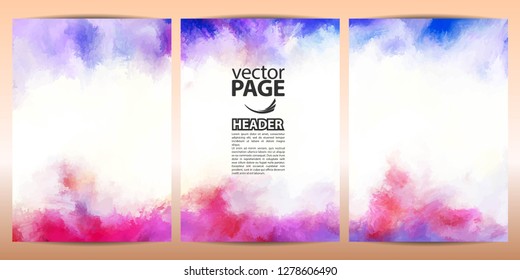 Set of templates brochure, cover and sheets. Abstract painted background.