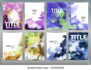 Set of templates brochure, cover and sheets. Abstract painted background.