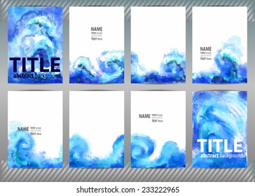 Set of templates brochure, cover and sheets. Abstract painted background.
