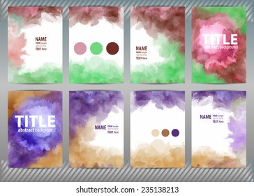 Set of templates brochure, cover and sheets. Abstract painted background.