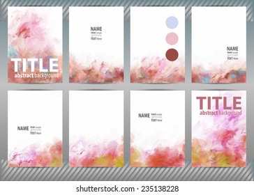 Set of templates brochure, cover and sheets. Abstract painted background.