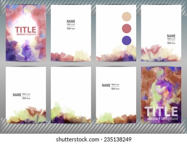 Set of templates brochure, cover and sheets. Abstract painted background.