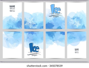 Set of templates brochure. Cover and sheets. For posters, flyers, and magazines. Ice pages. Abstract painted background.