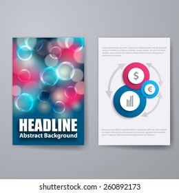 Set of templates for brochure, poster, placard, banner, cover design with business infographic in geometric graphic style. Abstract modern back and front flyer backgrounds. Vector illustration EPS10