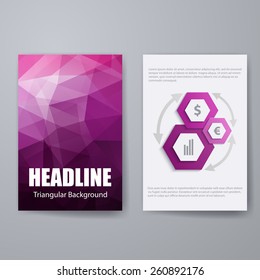 Set of templates for brochure, poster, placard, banner, cover design with business infographic in geometric graphic style. Abstract modern back and front flyer backgrounds. Vector illustration EPS10