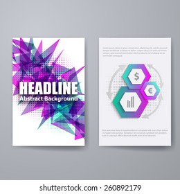 Set of templates for brochure, poster, placard, banner, cover design with business infographic in geometric graphic style. Abstract modern back and front flyer backgrounds. Vector illustration EPS10