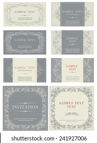 Set of templates for business cards. Vector banners with inscriptions  at retro style 
