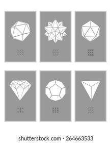 Set of templates of cards with geometric shapes