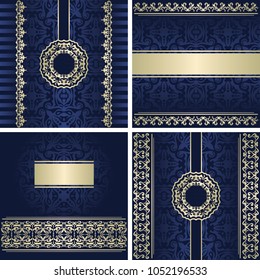 Set of templates for cards, invitations, posters, banners with vintage decoration     