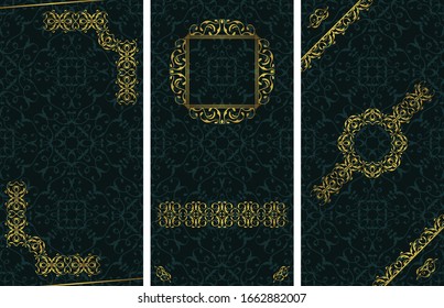 Set of templates for cards, invitations, posters, banners. Vintage golden decoration