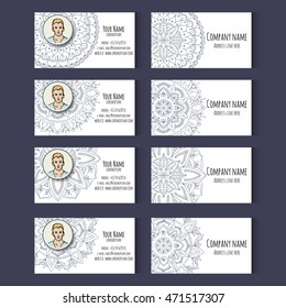 Set of templates for cd discs, envelopes, notebooks, credit card, business card and invitation card with floral ornament. Corporate style. Vector illustration.