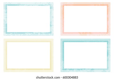 Set of templates of color rectangle retro vintage grunge frames for greetings, promotion and price. Vector elements with scratched effect  for posters, sites, web, shops, websites, labels, design.