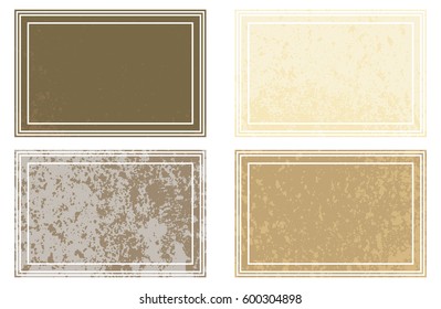 Set of templates of color rectangle retro vintage grunge frames for greetings, promotion and price. Vector elements with scratched effect  for posters, sites, web, shops, websites, labels, design.