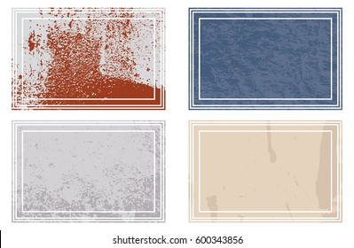 Set of templates of color rectangle retro vintage grunge frames for greetings, promotion and price. Vector elements with scratched effect  for posters, sites, web, shops, websites, labels, design.
