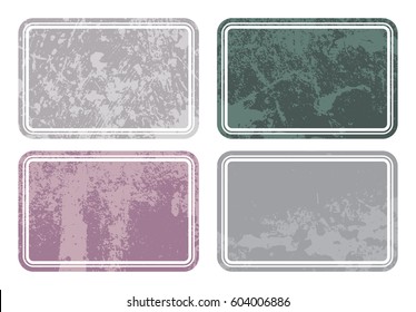 Set of templates of color rectangle retro vintage grunge frames for greetings, promotion and price. Vector elements with scratched effect  for posters, sites, web, shops, websites, labels, design.