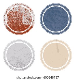Set of templates of color round retro vintage grunge frames for greetings, promotion and price. Vector elements with scratched effect  for posters, sites, web, shops, websites, labels, design.