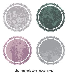 Set of templates of color round retro vintage grunge frames for greetings, promotion and price. Vector elements with scratched effect  for posters, sites, web, shops, websites, labels, design.
