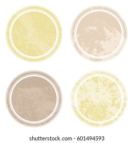 Set of templates of color round retro vintage grunge frames for greetings, promotion and price. Vector elements with scratched effect  for posters, sites, web, shops, websites, labels, design.
