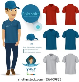 Set of templates colored polo shirts for men.vector