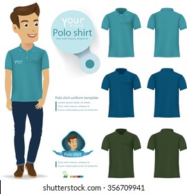 Set of templates colored polo shirts for men.vector