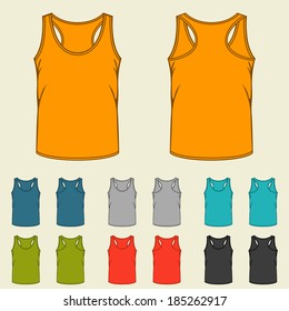 Set of templates colored singlets for men.