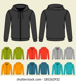 Set of templates colored sweatshirts for men.