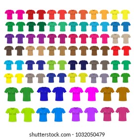 Set of templates colored t-shirts