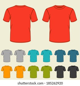 Set of templates colored t-shirts for men.