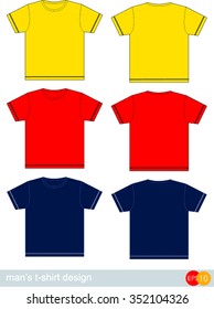 Set of templates colored t-shirts for men.