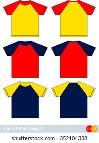 Set of templates colored t-shirts for men.