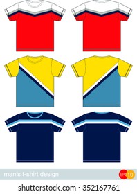 Set of templates colored t-shirts for men.