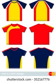 Set of templates colored t-shirts for men.
