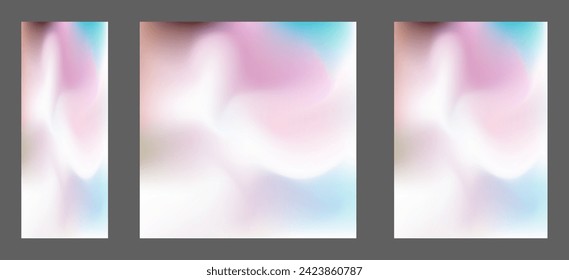 A set of templates with a colorful background. Colorful gradient with blur. The effect of liquid art and smooth flow of color
