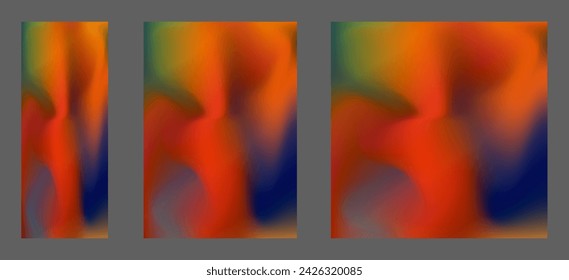 Conjunto de plantillas con un fondo colorido. Degradado colorido con desenfoque. El efecto del arte líquido y el flujo suave del color
