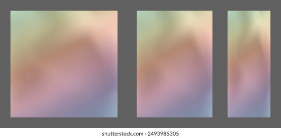 Un conjunto de Plantillas con un fondo colorido. Degradado colorido con desenfoque. El efecto del arte líquido y el flujo suave del color
