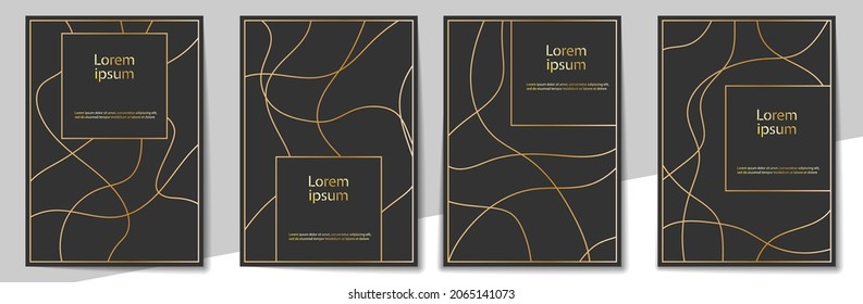 set of templates for covers, posters and banners. Gold pattern for postcards, presentations and leaflets. Vector illustration
