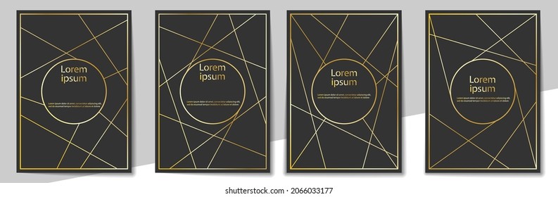 set of templates for covers, posters and banners. Gold pattern for postcards, presentations and leaflets. A-4 format. Vector illustration