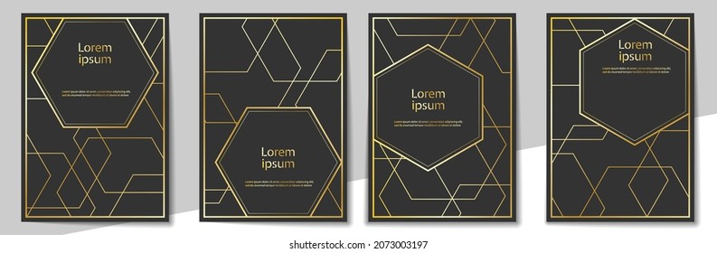 set of templates for covers, posters and banners. Gold pattern for postcards, presentations and leaflets. A-4 format. Vector illustration