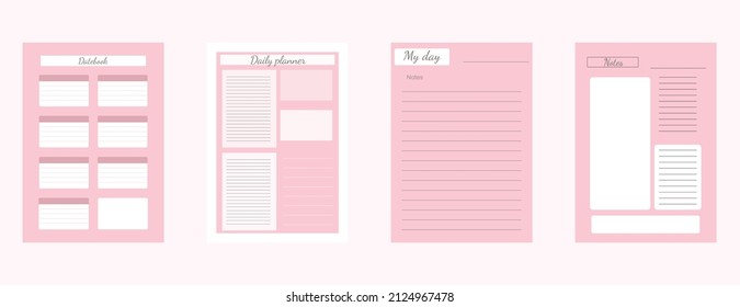 A set of templates. Daily planner, planner, notebook, weekly class schedule, results. A4 format is ready to print for planning. Business and time management.