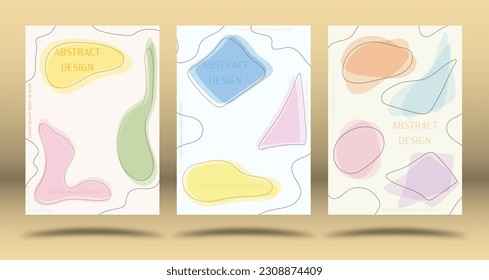 Eine Reihe von Vorlagen mit deformierten Formen und Linien. Gestaltung einer Farbzusammensetzung für Poster, Poster, Banner, Cover und kreatives Design