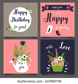 A set of templates for design greeting cards. Vector illustration