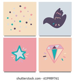 A set of templates for design greeting cards. Vector illustration