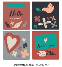 A set of templates for design greeting cards. Vector illustration