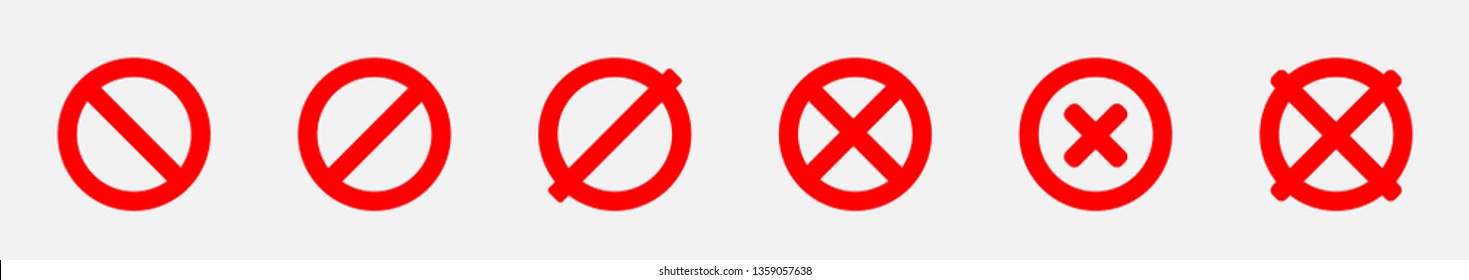 Set of templates for design red prohibition signs. 