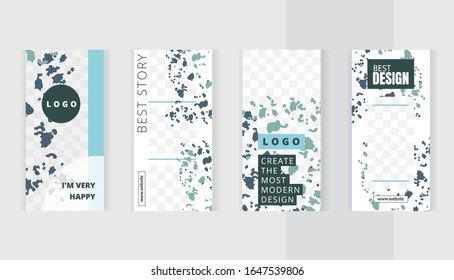 
Set templates for design of social networks. Sea style. Blue stripes and spots of paint.