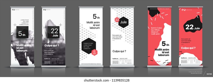 Set of templates with a design of vertical banners. Signboard Advertising Brochure Flyer Template Vector X-banner and Street Business Flag of Convenience, Layout Background