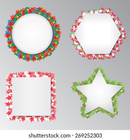 Set of templates of different geometric shapes surrounded by many of stars.