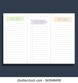Set of templates to do list. Blank form. 3 pieces on a sheet of A4